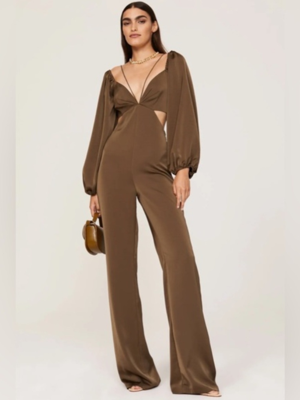 Sachin & Babi Bruni Cutout Jumpsuit Brown Size 4 NWT